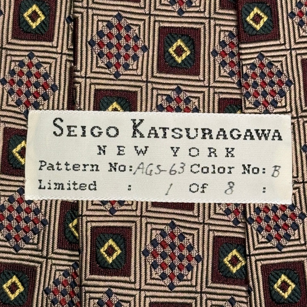 Seigo Katsuragawa | Rare 1 of 8 - Limited Silk Tie | Tan Red | Pattern: AGS-63
